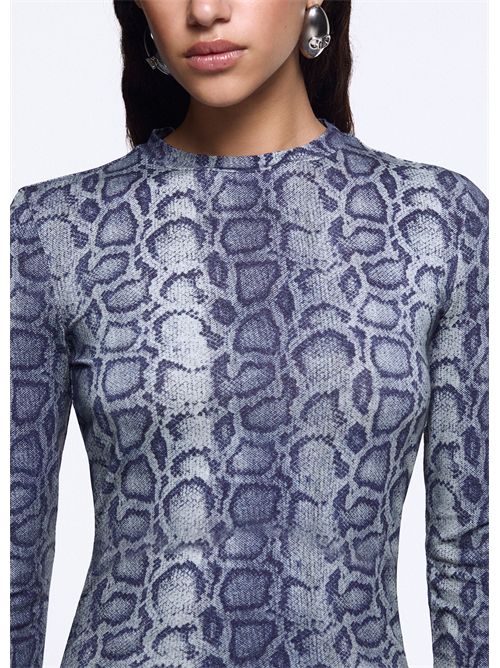 Crop-top effetto denim pitonato LIU JO | UF6515J1624/L9681